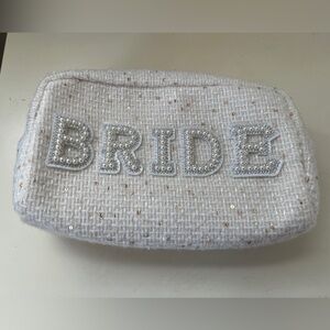 White Bridal cosmetic bag with Pearl Embellishments